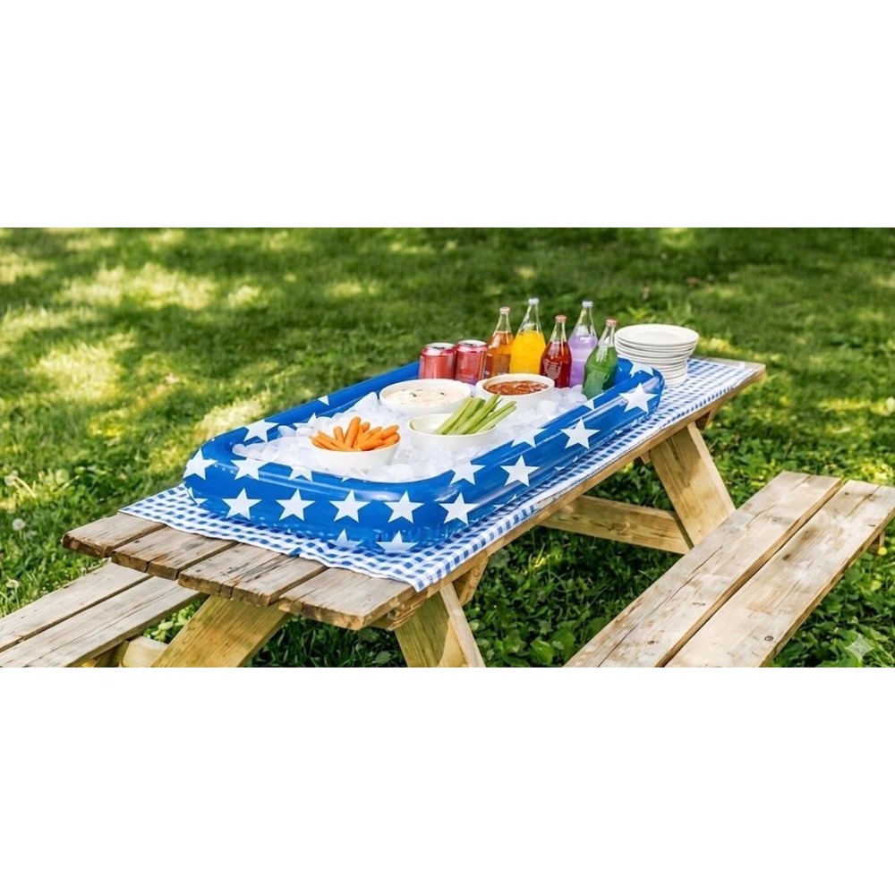 Presley Lynne Inflatable Cooler 24x12 Patriotic Star Serving Tray Buffet Server